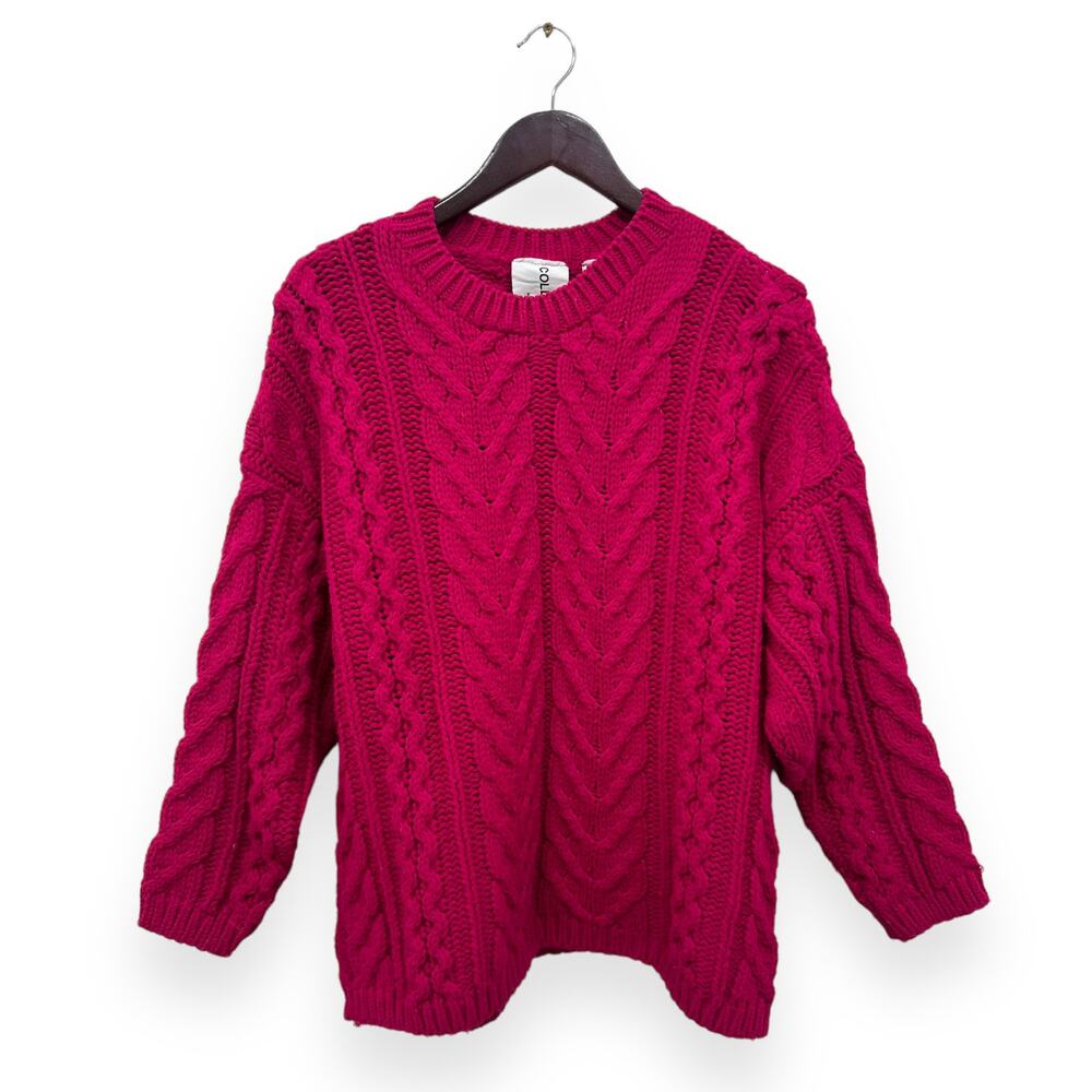 Collusion ASOS Sweater Cable Knit Chunky Fuschia Size 6